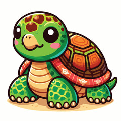 Obraz premium Cute turtle vector on white background.