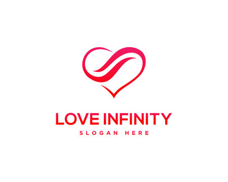 Love infinity logo design minimal vector template illustration.