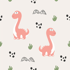Seamless pattern cute dinosaurs for wrapping paper, textile, babies, decoration