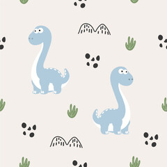 Seamless pattern cute dinosaurs for wrapping paper, textile, babies, decoration