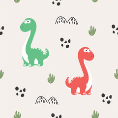 Seamless pattern cute dinosaurs for wrapping paper, textile, babies, decoration