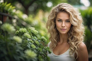 Naklejka premium selfie photograph of smirking attractive woman on colorful background