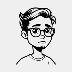 avatar male person with hairstyle and beard over white background. vector illustration