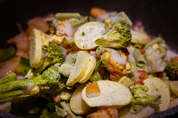 Frozen vegetables. Close up. 