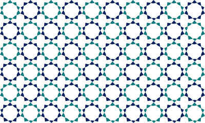 Blue green sun, star, repeat pattern design for fabric printing or wallpaper, replete image