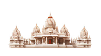 Hindu mandir of India with Hindi, Isolated on transparent PNG background, Generative ai