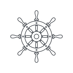Obraz premium classic ship helm wheel line drawing