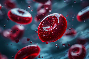 Fototapeta premium Red blood cell in an artery. Medical and healthcare concept. 3d rendering, AI generated.