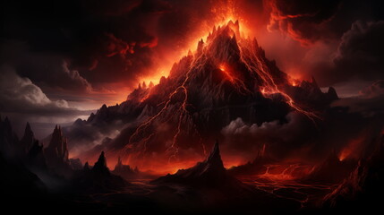 volcano eruption wallpaper and background, creater eruption with dark smoke and cloud