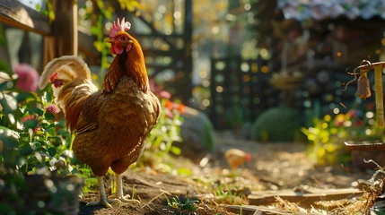 Gordijnen Central Europian authentic chicken farm © Cedar