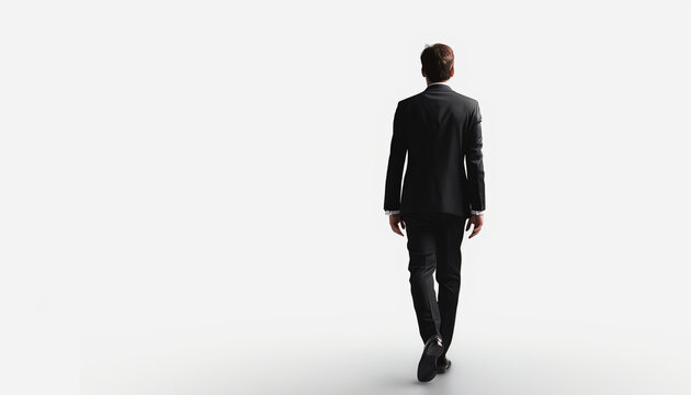 Rear view of a man in suits walking 