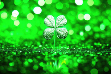 Clover Leaves for Green background with three-leaved shamrocks. St patrick's day background 