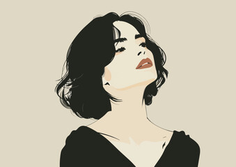 Digital illustration. Minimalisticon portrait of a woman