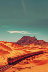 The train is traveling across the desert between gissem and gildas city.