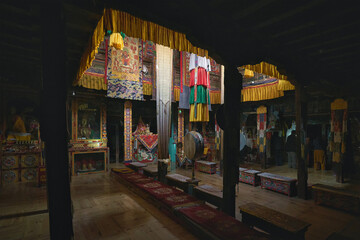 Fototapeta na wymiar Interior of Sani buddhist monastery in Zanskar