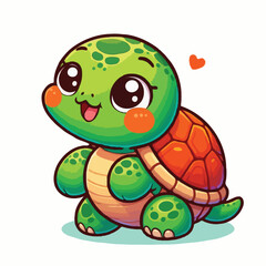 Obraz premium cute turtle vactoe on white background.