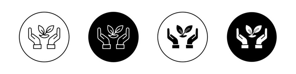 Environment Protection Icon Set. Eco symbol initiative in a black filled and outlined style. Green Shield Sign.