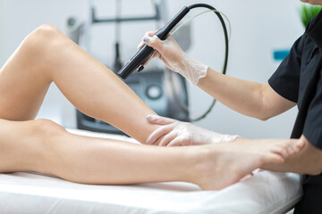 A girl at laser hair removal treatments