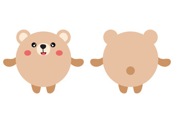 Round body teddy bear in front and back position
