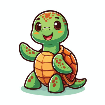 cute turtle vactoe on white background.