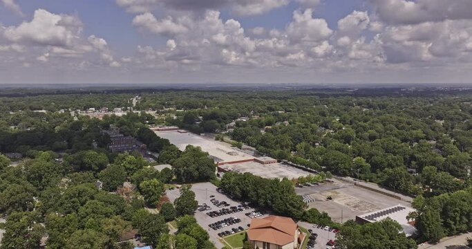 Atlanta Georgia Aerial v978 drone flyover West End capturing mixed-use developments along beltline trail, panning views of city skyline - Shot with Mavic 3 Pro Cine - August 2023