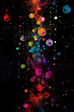 Images of colorful bubbles on a black background.