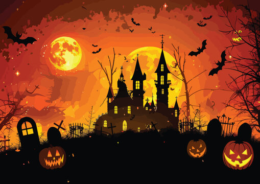 Halloween vector illustration. Spooky Halloween banner