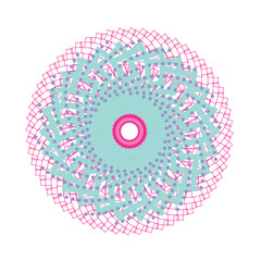 Bright Neon Colored Dot and Typography Mandala Circle