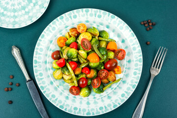 Vegetable salad with Brussels sprouts.