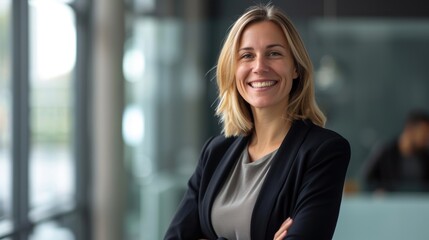 Portrait of an attractive white business woman. beautiful woman with blonde hair and smiling - Powered by Adobe