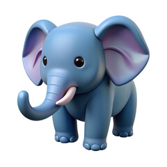 Fototapeta premium Cute cartoon elephant isolated on transparent background. 3D rendering.