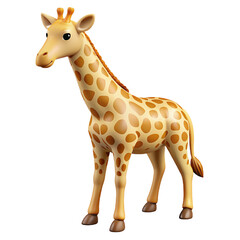 Obraz premium Cartoon giraffe animal isolated on transparent background. 3d illustration.