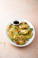 Homemade courgette latkes with herbs