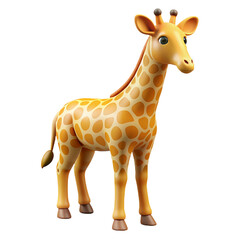 Cartoon giraffe animal isolated on transparent background. 3d illustration.