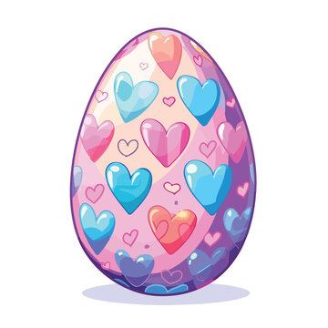 Happy easter egg painted with hearts. Vector illustration