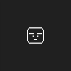 this is emoticon icon in pixel art with white color and black background ,this item good for presentations,stickers, icons, t shirt design,game asset,logo and your project.