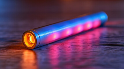 lithium battery with blue light on a dark background.