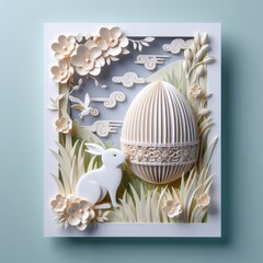 Easter theme in Paper art with Generative AI.