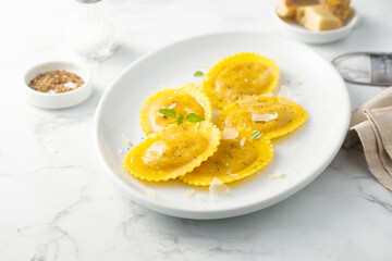 Traditional homemade ravioli with cheese