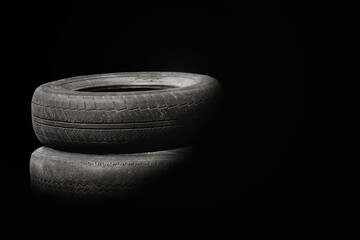 old worn damaged tires isolated - 748617308