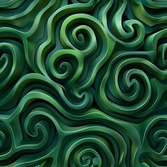 Green spiral labyrinth, decorative pattern