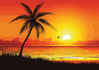 Palm Tree Silhouette Vector Illustration