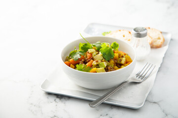 Healthy vegetable ragout with lentils