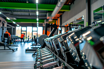 Dumbbells in the gym. The concept of healthy lifestyle - obrazy, fototapety, plakaty