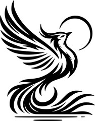 black and white phoenix for your design