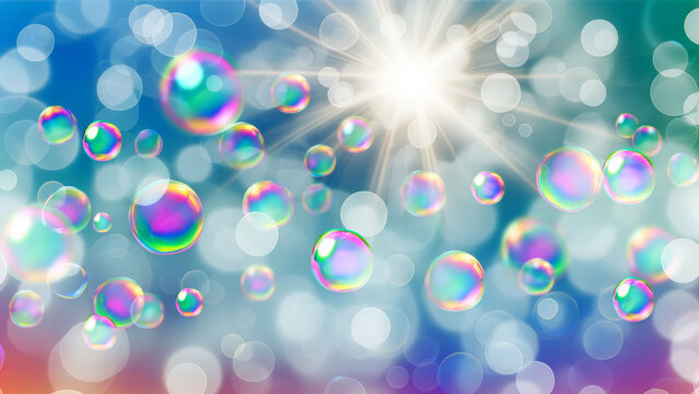 Transparent Bubbles with Bokeh Lights in Daytime