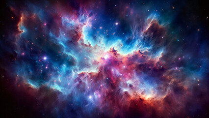 Ethereal Celestial Nebula with Pink and Blue Hues