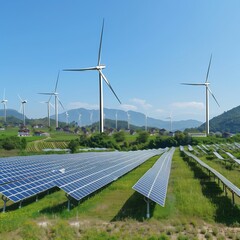 Solar Panels and Windmills Powering the Future