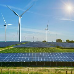 Solar Panels and Wind Turbines in Harmony