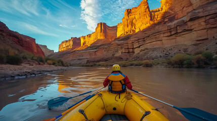 Rafting in Desolation and Gray Canyons Green River U - obrazy, fototapety, plakaty